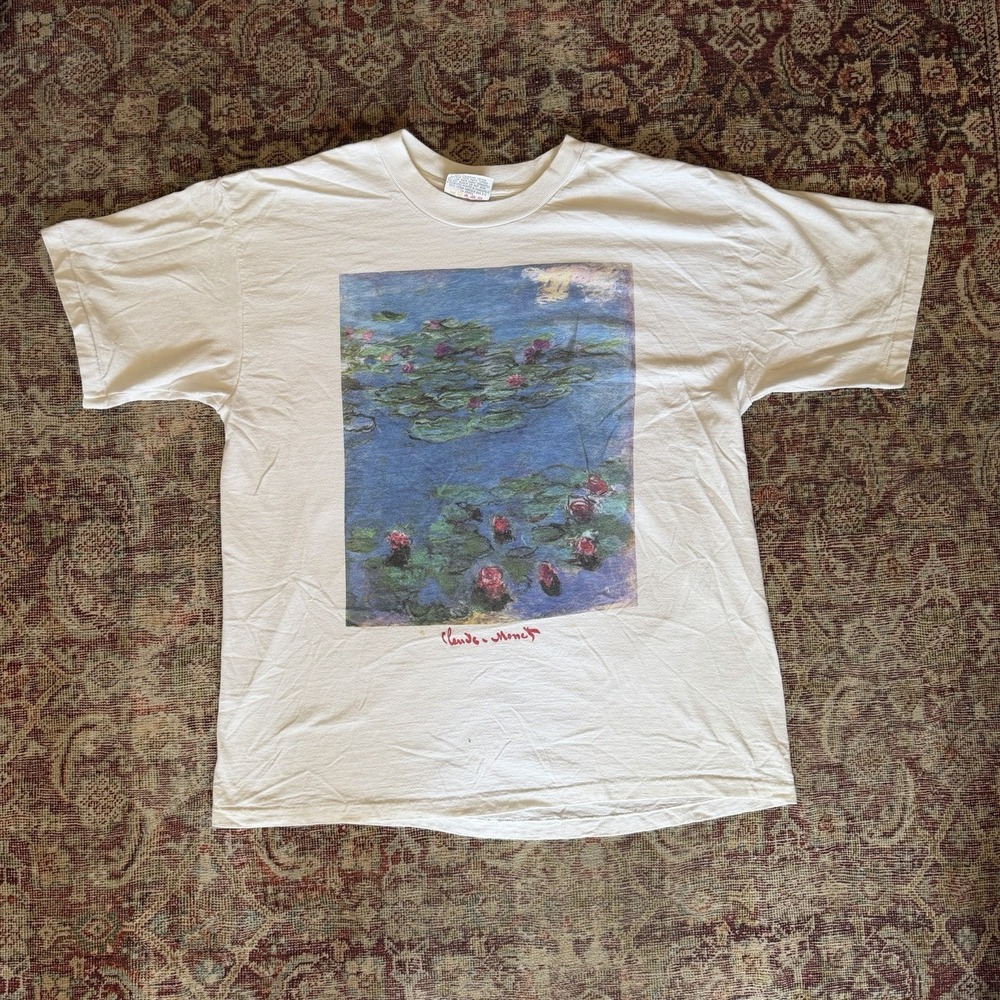 Vintage Claud Monet Water Lillies Art T Shirt 90s Size XL Art Tee